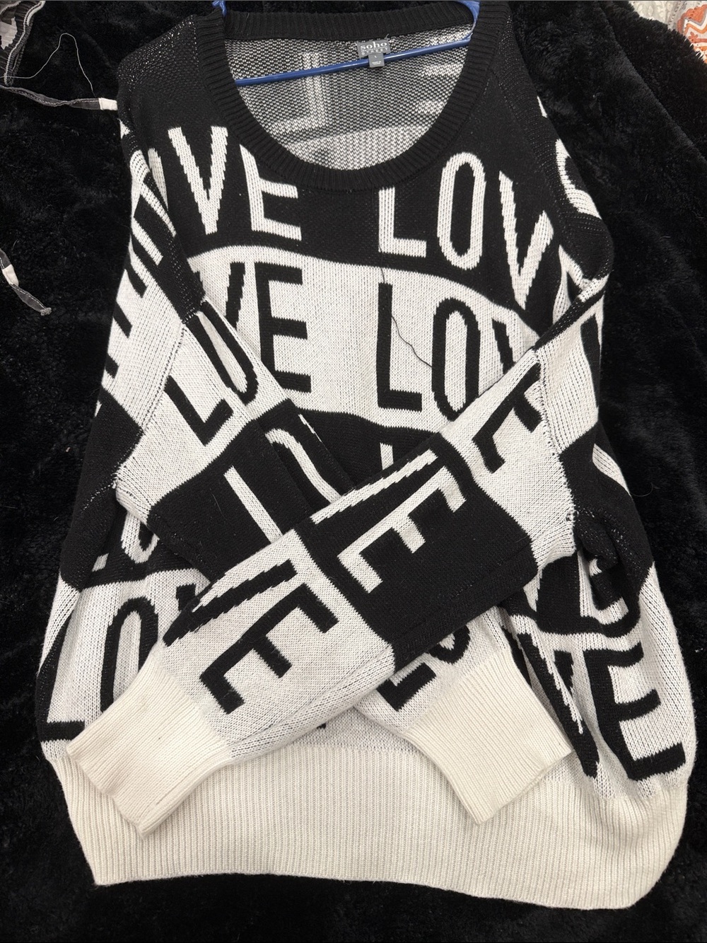 Soho Black & White 'LOVE' Graphic Crewneck Sweater